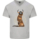 Funny Viking Cat The Vanquisher Mens V-Neck Cotton T-Shirt Sports Grey