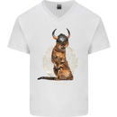 Funny Viking Cat The Vanquisher Mens V-Neck Cotton T-Shirt White