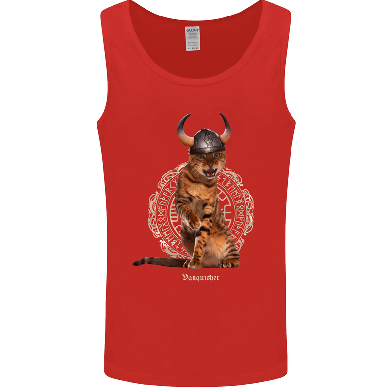 Funny Viking Cat The Vanquisher Mens Vest Tank Top Red