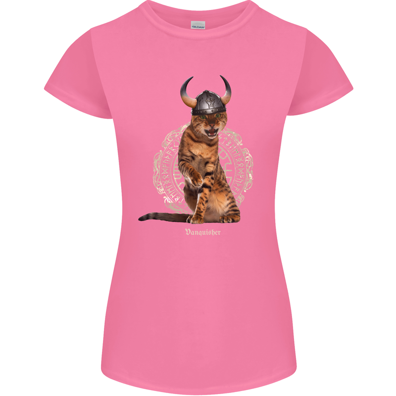 Funny Viking Cat The Vanquisher Womens Petite Cut T-Shirt Azalea