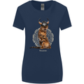 Funny Viking Cat The Vanquisher Womens Wider Cut T-Shirt Navy Blue