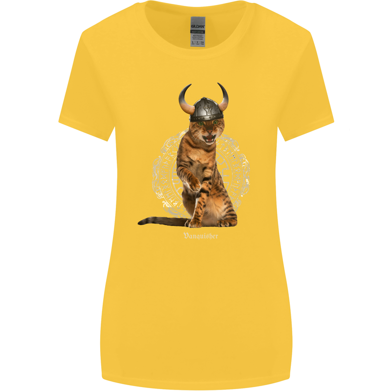 Funny Viking Cat The Vanquisher Womens Wider Cut T-Shirt Yellow