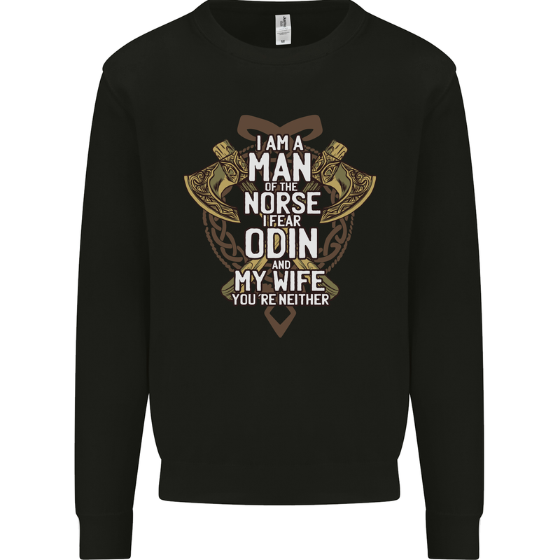 Funny Viking Wife Quote Wedding Anniversary Kids Sweatshirt Jumper Black