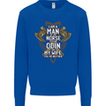 Funny Viking Wife Quote Wedding Anniversary Kids Sweatshirt Jumper Royal Blue