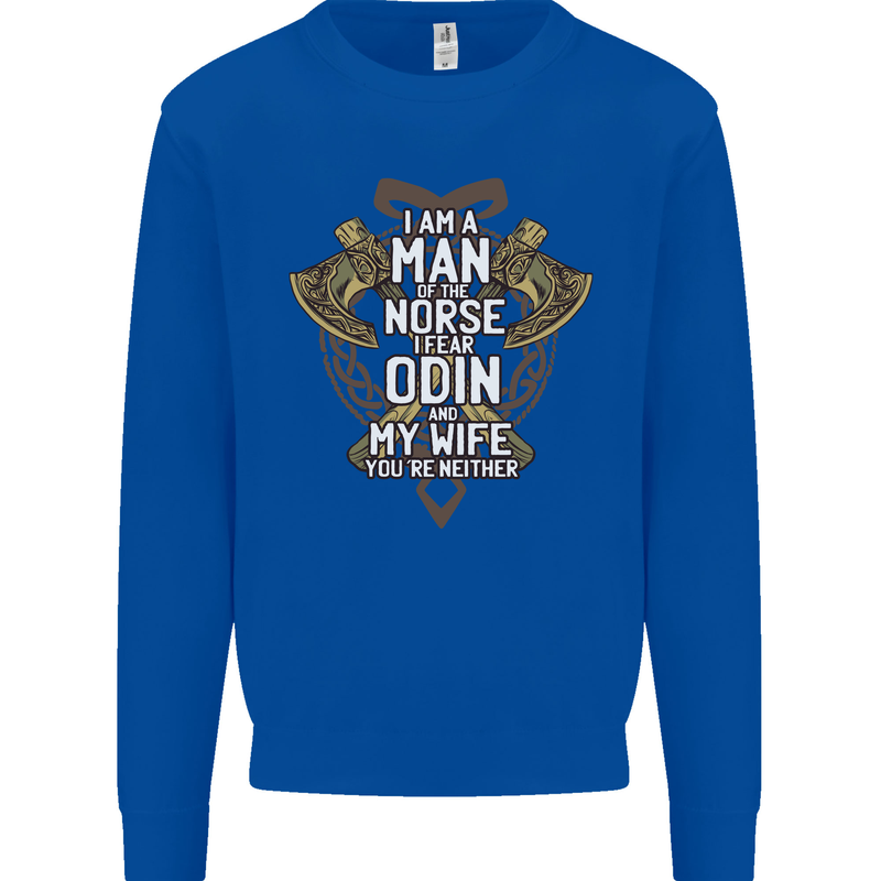 Funny Viking Wife Quote Wedding Anniversary Kids Sweatshirt Jumper Royal Blue