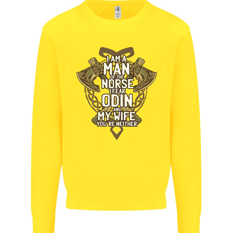 Funny Viking Wife Quote Wedding Anniversary Kids Sweatshirt Jumper Yellow