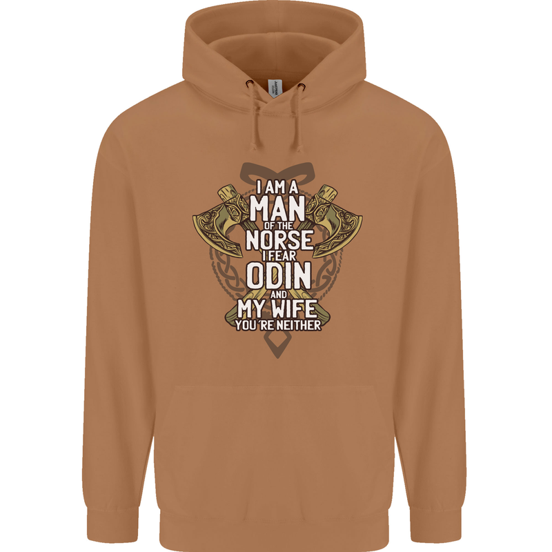 Funny Viking Wife Quote Wedding Anniversary Mens 80% Cotton Hoodie Caramel Latte