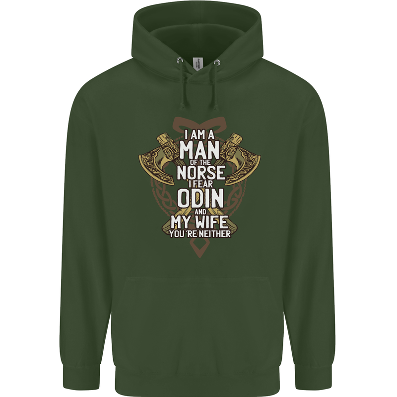 Funny Viking Wife Quote Wedding Anniversary Mens 80% Cotton Hoodie Forest Green