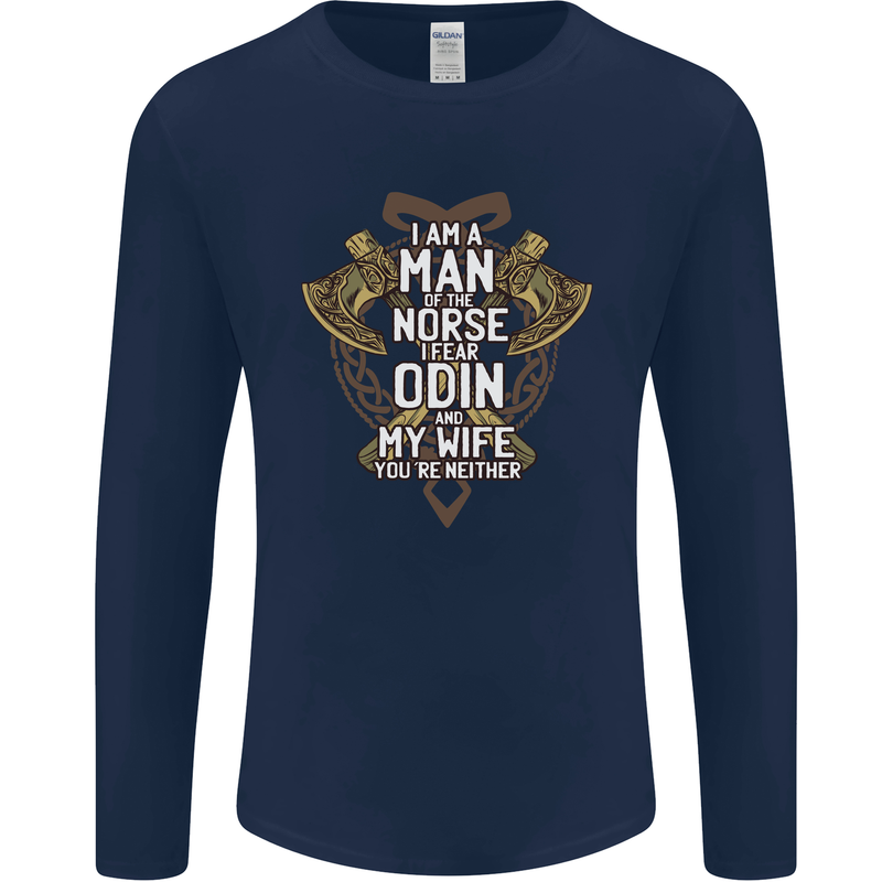 Funny Viking Wife Quote Wedding Anniversary Mens Long Sleeve T-Shirt Navy Blue