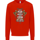 Funny Viking Wife Quote Wedding Anniversary Mens Sweatshirt Jumper Bright Red