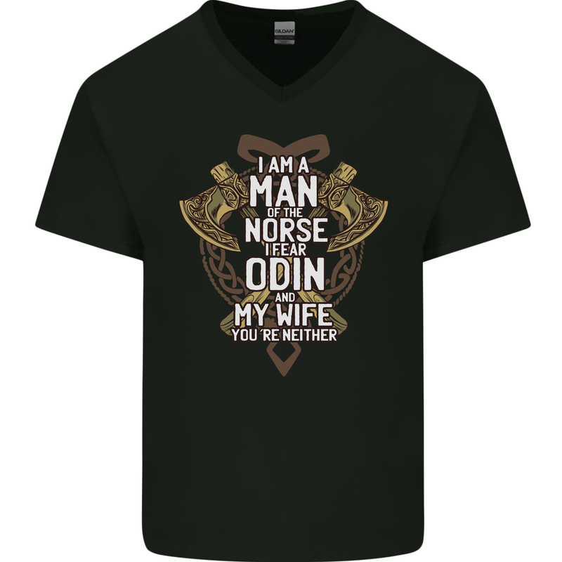 Funny Viking Wife Quote Wedding Anniversary Mens V-Neck Cotton T-Shirt Black
