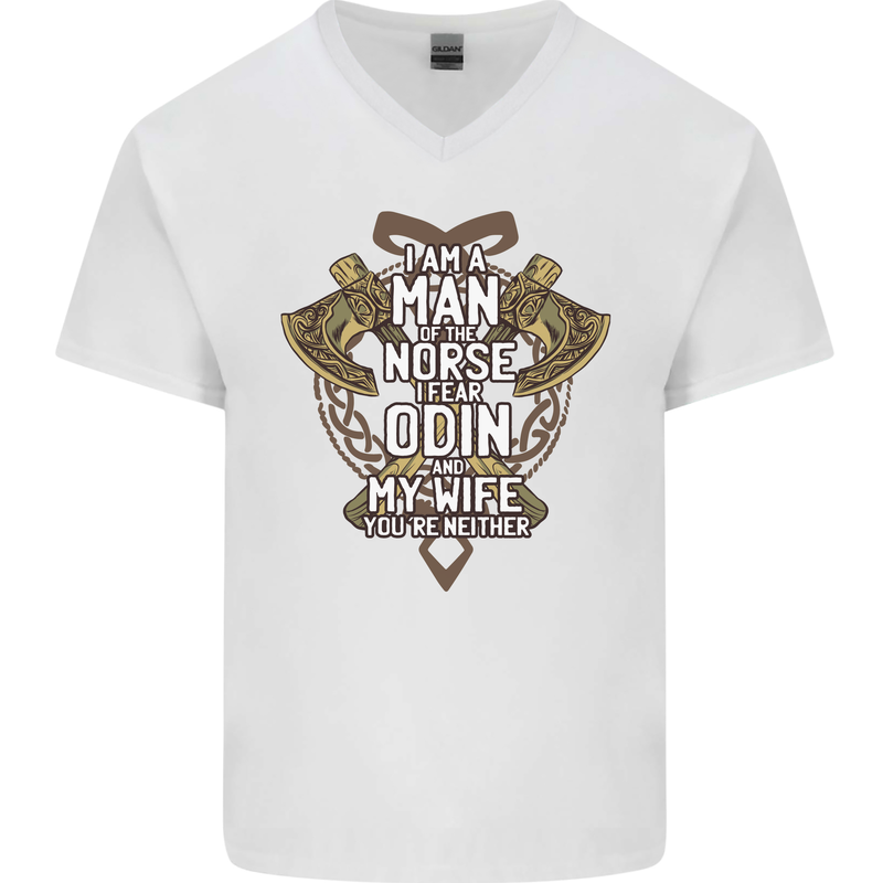 Funny Viking Wife Quote Wedding Anniversary Mens V-Neck Cotton T-Shirt White