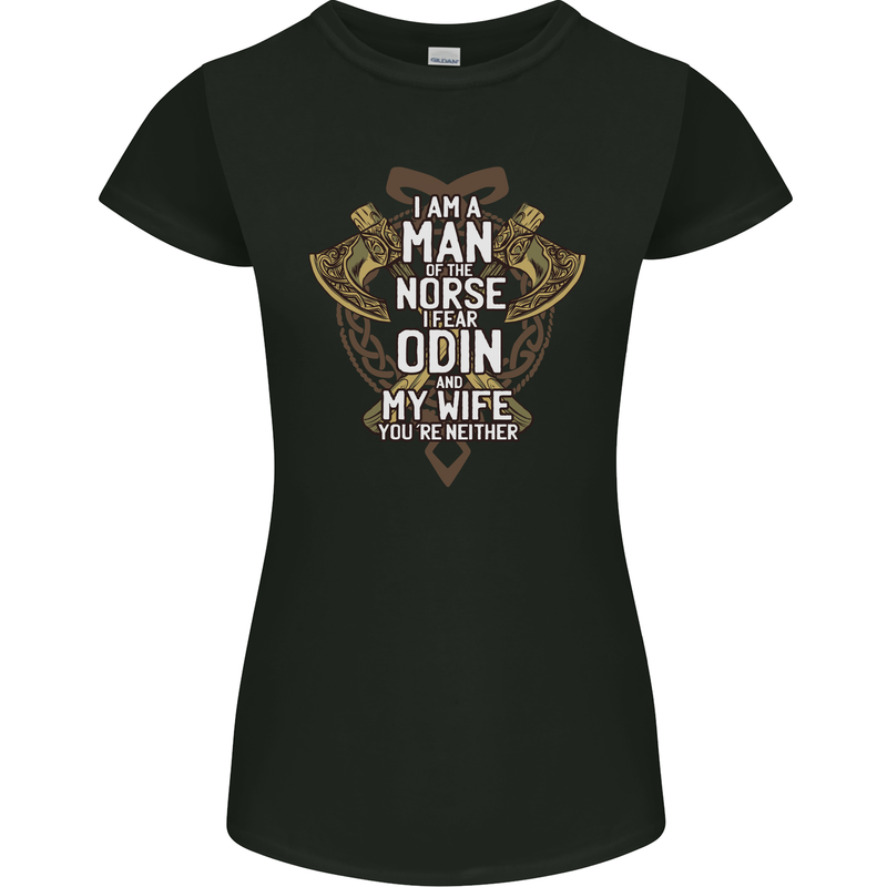 Funny Viking Wife Quote Wedding Anniversary Womens Petite Cut T-Shirt Black