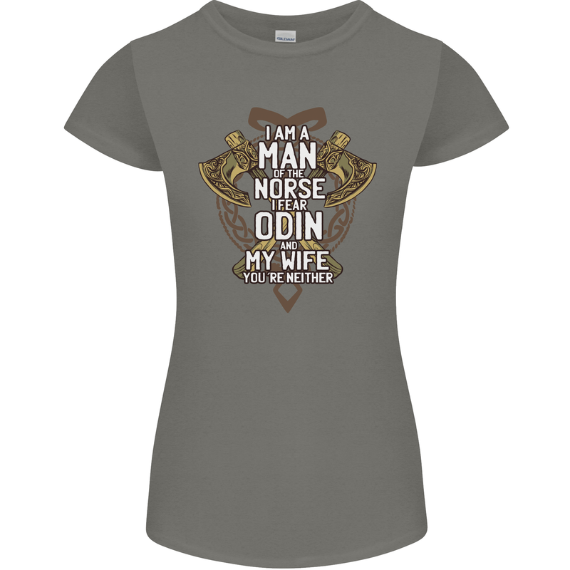 Funny Viking Wife Quote Wedding Anniversary Womens Petite Cut T-Shirt Charcoal