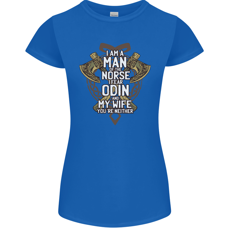 Funny Viking Wife Quote Wedding Anniversary Womens Petite Cut T-Shirt Royal Blue