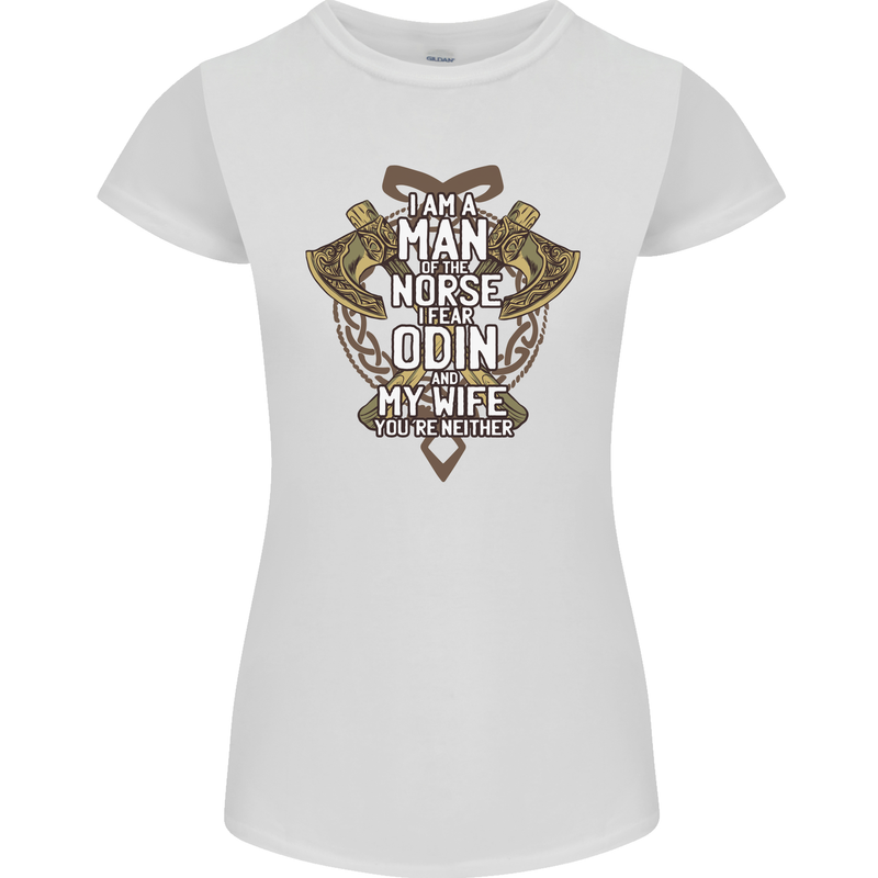 Funny Viking Wife Quote Wedding Anniversary Womens Petite Cut T-Shirt White