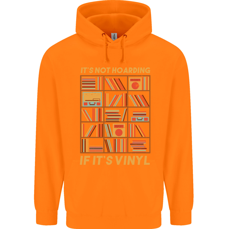 Funny Vinyl Records Turntable Music LP Childrens Kids Hoodie Orange