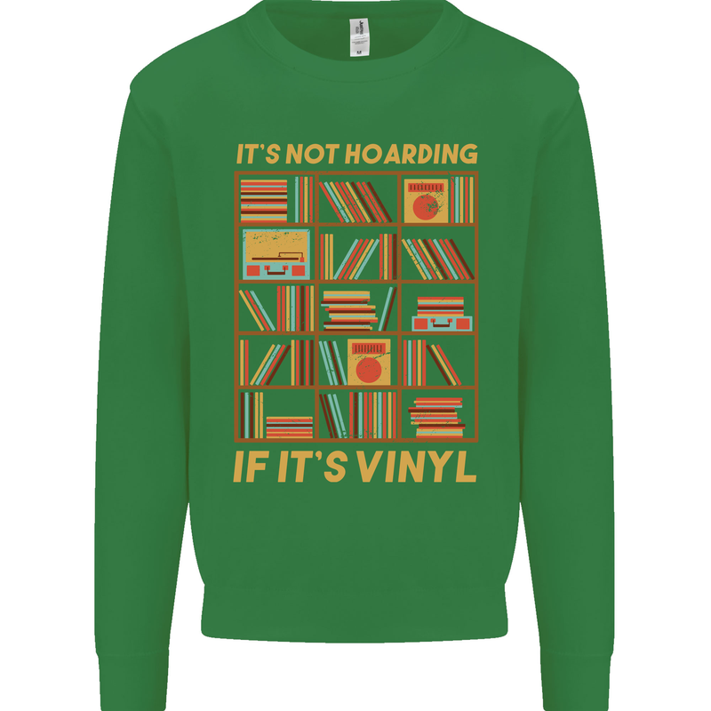 Funny Vinyl Records Turntable Music LP Kids Sweatshirt Jumper Irish Green