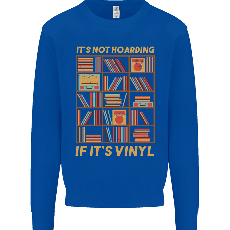 Funny Vinyl Records Turntable Music LP Kids Sweatshirt Jumper Royal Blue