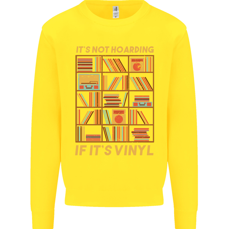 Funny Vinyl Records Turntable Music LP Kids Sweatshirt Jumper Yellow