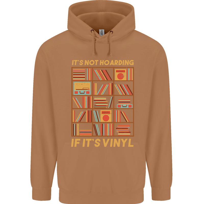 Funny Vinyl Records Turntable Music LP Mens 80% Cotton Hoodie Caramel Latte