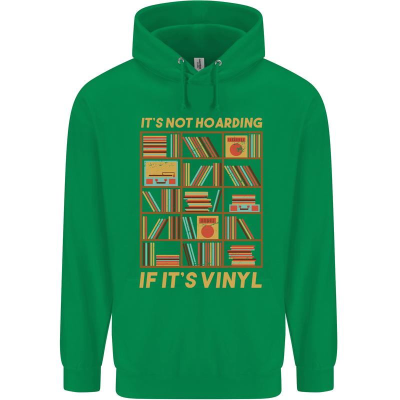 Funny Vinyl Records Turntable Music LP Mens 80% Cotton Hoodie Irish Green