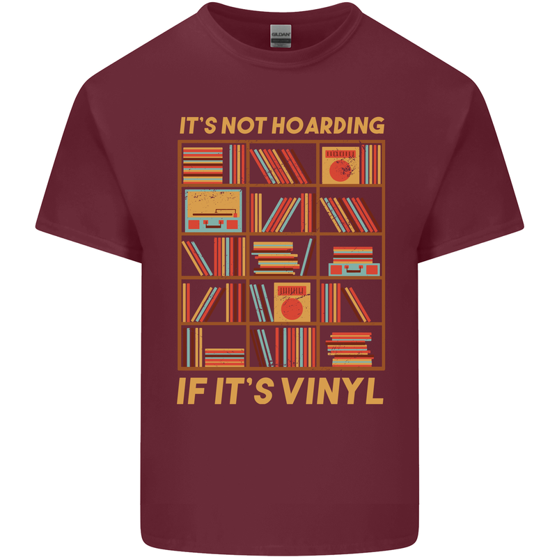 Funny Vinyl Records Turntable Music LP Mens Cotton T-Shirt Tee Top Maroon