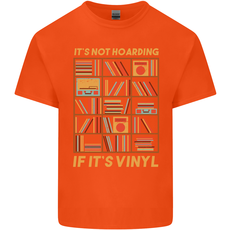 Funny Vinyl Records Turntable Music LP Mens Cotton T-Shirt Tee Top Orange