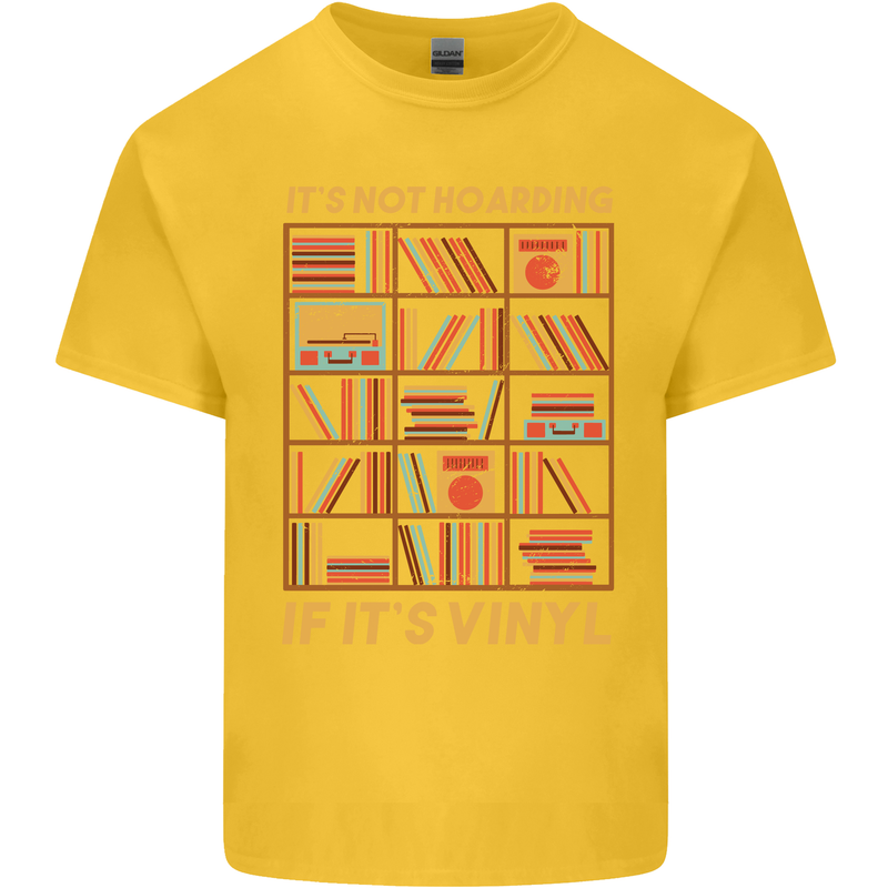 Funny Vinyl Records Turntable Music LP Mens Cotton T-Shirt Tee Top Yellow