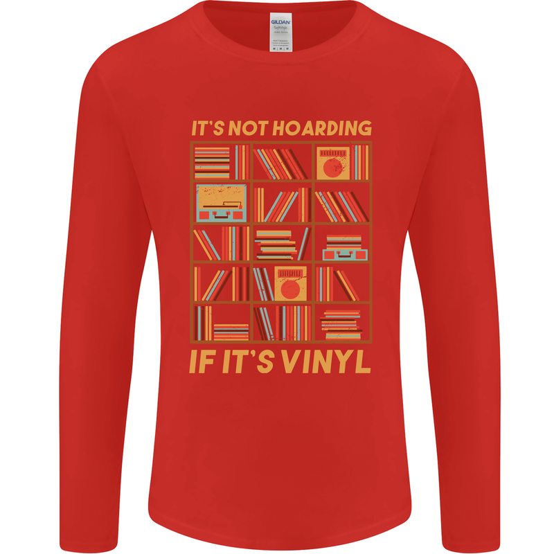 Funny Vinyl Records Turntable Music LP Mens Long Sleeve T-Shirt Red