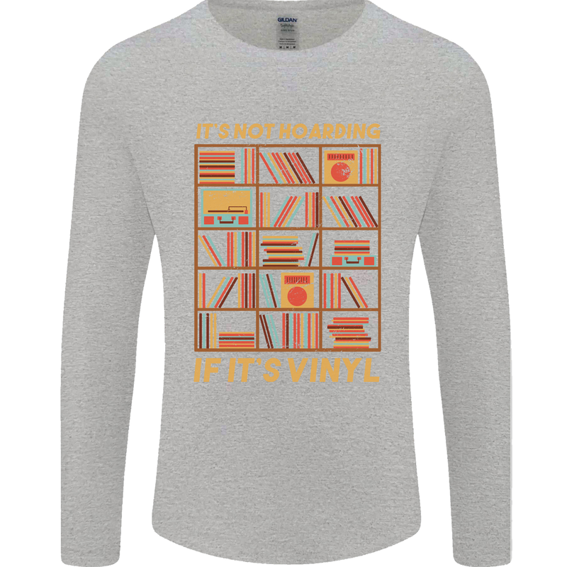 Funny Vinyl Records Turntable Music LP Mens Long Sleeve T-Shirt Sports Grey