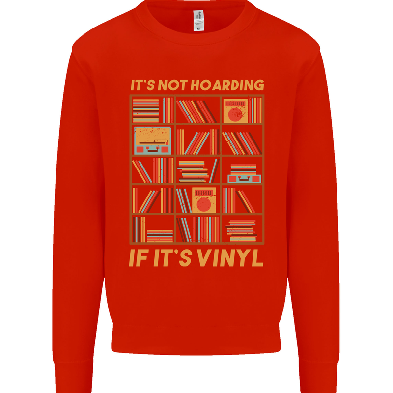 Funny Vinyl Records Turntable Music LP Mens Sweatshirt Jumper Bright Red