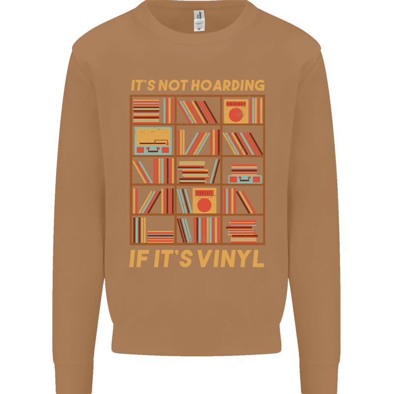 Funny Vinyl Records Turntable Music LP Mens Sweatshirt Jumper Caramel Latte