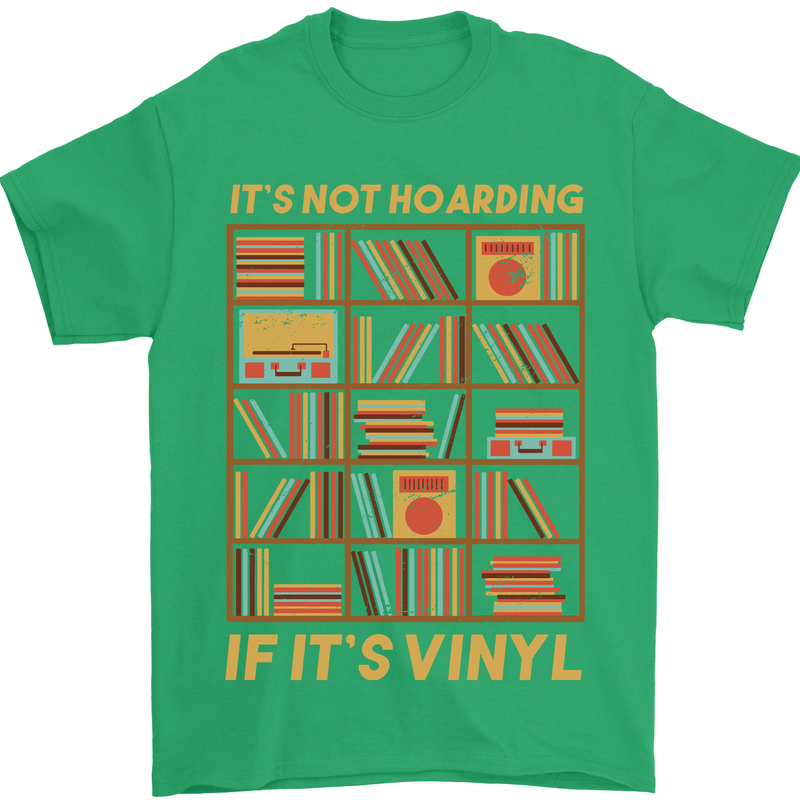 Funny Vinyl Records Turntable Music LP Mens T-Shirt 100% Cotton Irish Green