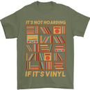 Funny Vinyl Records Turntable Music LP Mens T-Shirt 100% Cotton Military Green