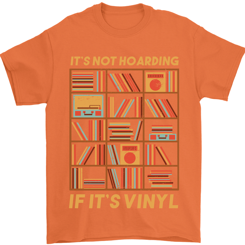 Funny Vinyl Records Turntable Music LP Mens T-Shirt 100% Cotton Orange