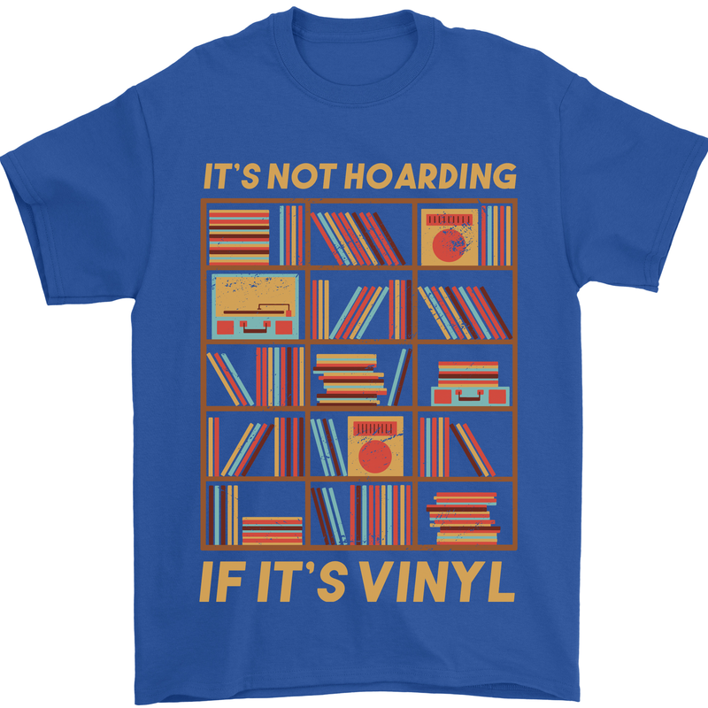 Funny Vinyl Records Turntable Music LP Mens T-Shirt 100% Cotton Royal Blue