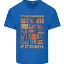 Funny Vinyl Records Turntable Music LP Mens V-Neck Cotton T-Shirt Royal Blue