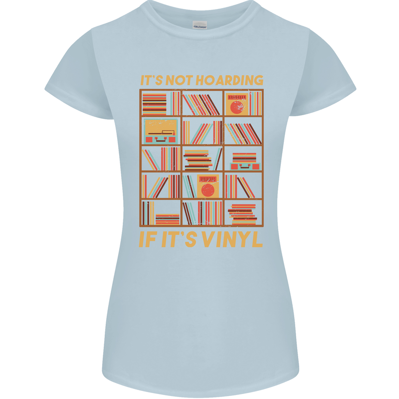 Funny Vinyl Records Turntable Music LP Womens Petite Cut T-Shirt Light Blue