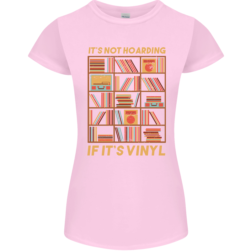 Funny Vinyl Records Turntable Music LP Womens Petite Cut T-Shirt Light Pink