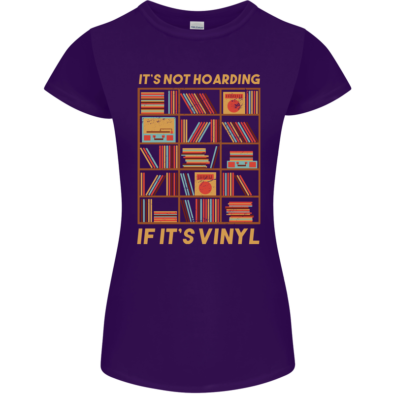 Funny Vinyl Records Turntable Music LP Womens Petite Cut T-Shirt Purple