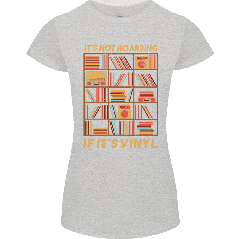 Funny Vinyl Records Turntable Music LP Womens Petite Cut T-Shirt Sports Grey