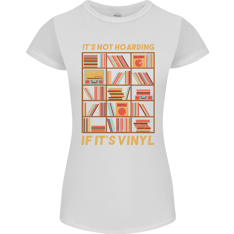 Funny Vinyl Records Turntable Music LP Womens Petite Cut T-Shirt White