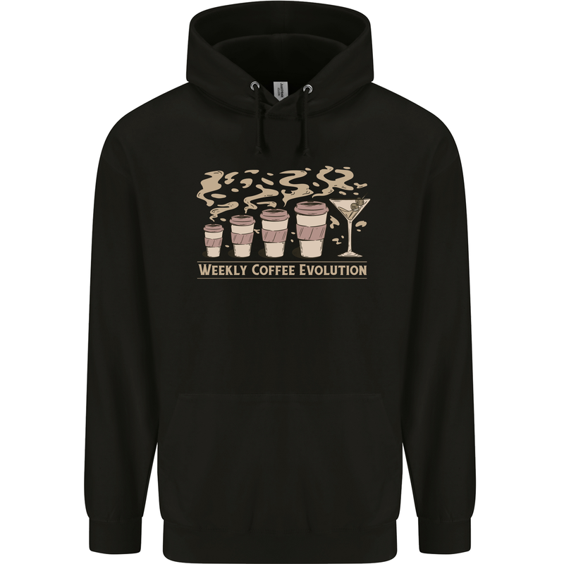 Funny Weekly Coffee to Alcohol Evolution Wine Childrens Kids Hoodie Black