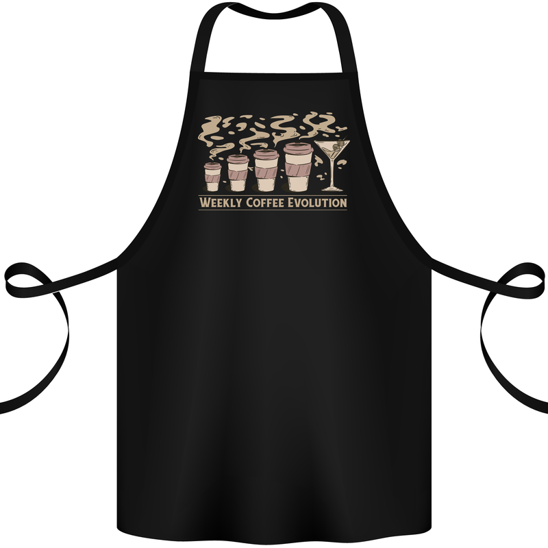Funny Weekly Coffee to Alcohol Evolution Wine Cotton Apron 100% Organic Black