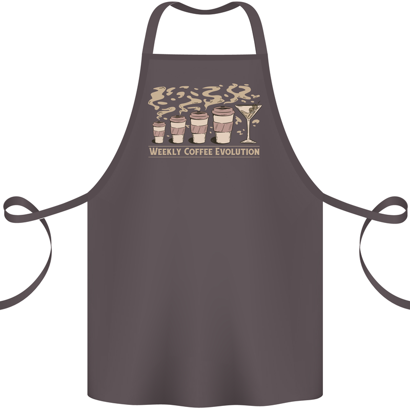 Funny Weekly Coffee to Alcohol Evolution Wine Cotton Apron 100% Organic Dark Grey
