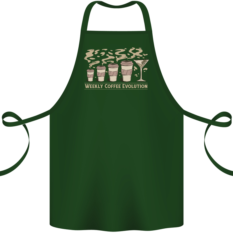 Funny Weekly Coffee to Alcohol Evolution Wine Cotton Apron 100% Organic Forest Green
