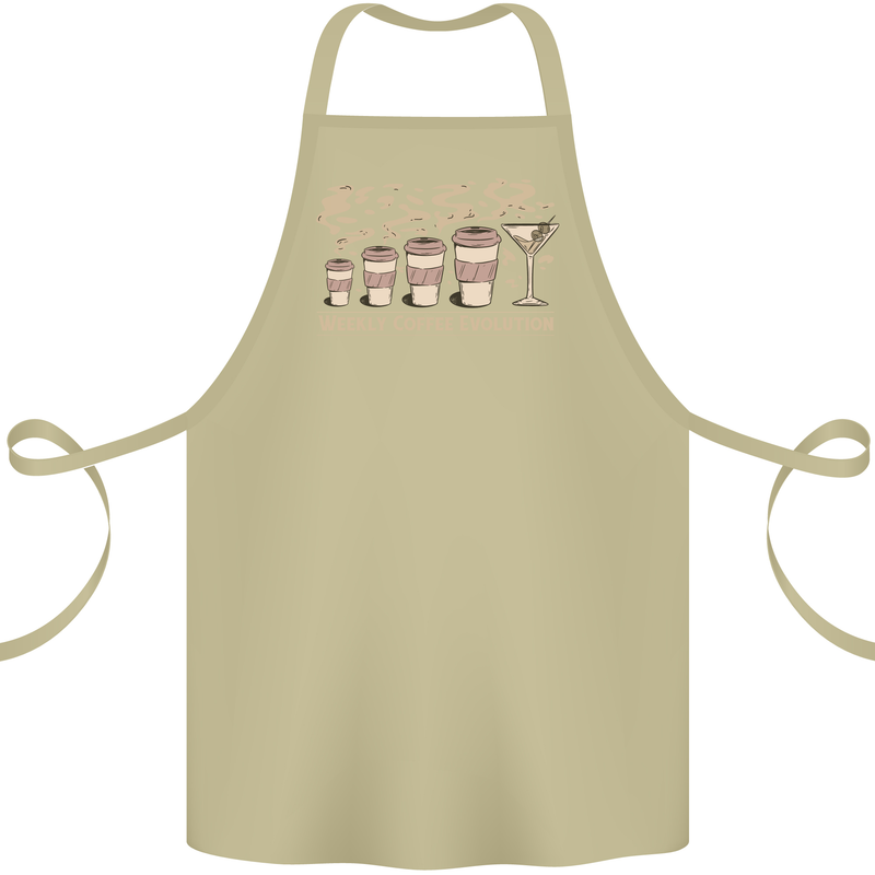 Funny Weekly Coffee to Alcohol Evolution Wine Cotton Apron 100% Organic Khaki