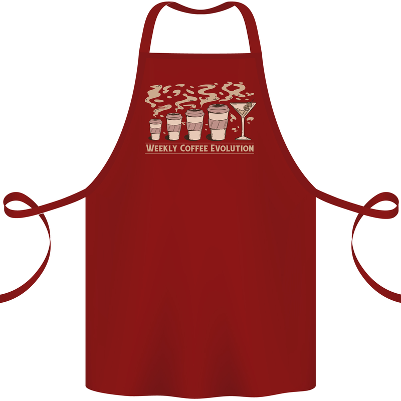 Funny Weekly Coffee to Alcohol Evolution Wine Cotton Apron 100% Organic Maroon