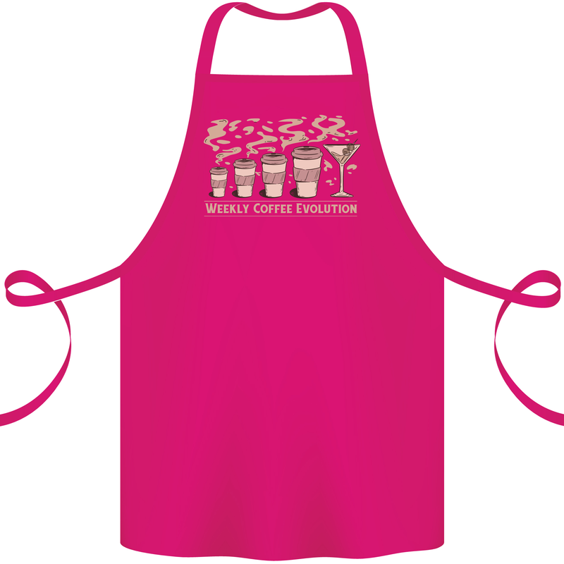 Funny Weekly Coffee to Alcohol Evolution Wine Cotton Apron 100% Organic Pink
